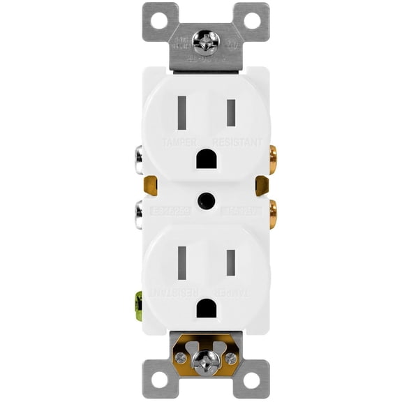 ENERLITES Duplex Receptacle Outlet, Tamper-Resistant Electrical Wall Outlets, Residential Grade, 3-Wire, Self-Grounding, 2-Pole,15A 125V, UL Listed, 61580-TR-W, White