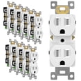 thumbnail image 1 of ENERLITES Duplex Receptacle Outlet, Tamper-Resistant Electrical Wall Outlets, Residential Grade, 3-Wire, Self-Grounding, 2-Pole,15A 125V, UL Listed, 61581-TR, White, 10 Pack, 1 of 5