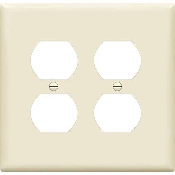 ENERLITES Duplex Receptacle Outlet Wall Plate, Gloss Finish, Midway Size 2-Gang, Unbreakable Polycarbonate Thermoplastic, UL Listed, 8822M-LA, Light Almond