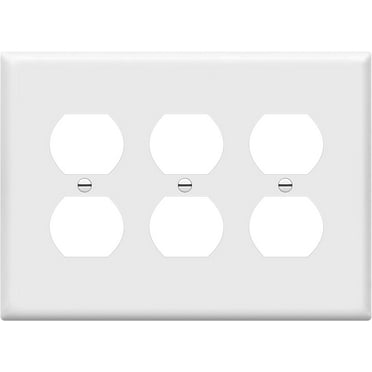 ENERLITES Duplex Receptacle Outlet Wall Plate, Gloss Finish, Midway Size 3-Gang 4.88" x 6.77", Unbreakable Polycarbonate Thermoplastic, UL Listed, 8823M-W, White
