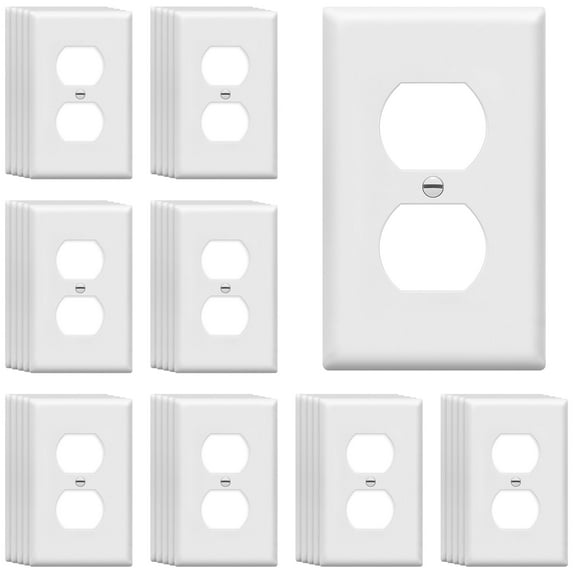 ENERLITES Duplex Receptacle Outlet Wall Plate, Gloss Finish, Size 1-Gang, Unbreakable Polycarbonate Thermoplastic, UL Listed, 8821-W-40PCS, White (40 Pack)