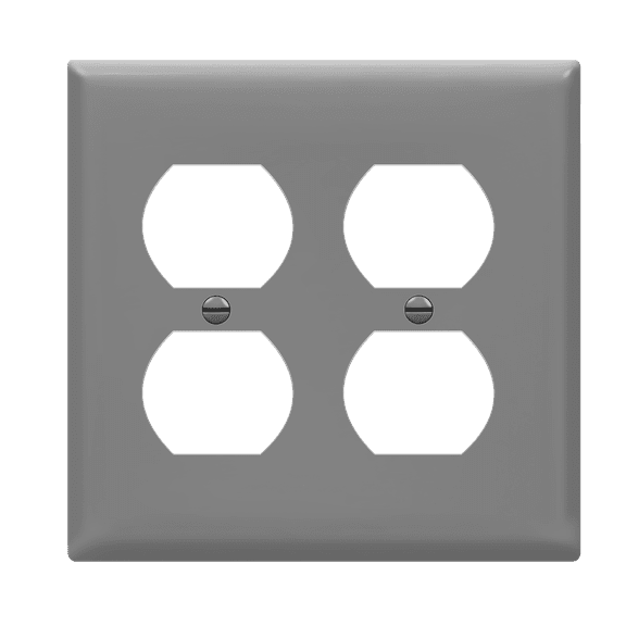 ENERLITES Duplex Receptacle Outlet Wall Plate, Gloss Finish, Standard Size 2-Gang, Unbreakable Polycarbonate Thermoplastic, Gray