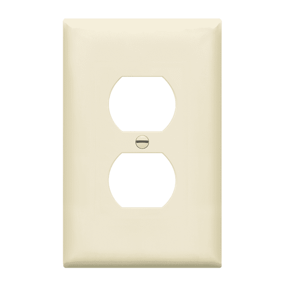 ENERLITES Duplex Receptacle Outlet Wall Plate, Midway 1-Gang 4.88" x 3.11", Unbreakable Polycarbonate Thermoplastic, 8821M-LA, Light Almond, Mid-Size