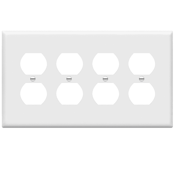 ENERLITES Duplex Receptacle Outlet Wall Plate, Midway 4-Gang 4.88" x 8.58", Unbreakable Polycarbonate Thermoplastic, UL Listed, 8824M-W, White, Mid-Size