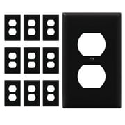 ENERLITES Duplex Receptacle Outlet Wall Plate, Size 1-Gang 4.50" x 2.76", Unbreakable Polycarbonate Thermoplastic, UL Listed, 8821-BK-10PCS, Black (10 Pack)