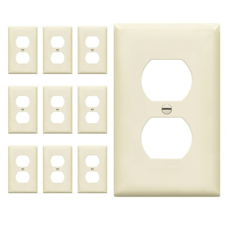 ENERLITES Duplex Receptacle Outlet Wall Plate, Size 1-Gang 4.50" x 2.76", Unbreakable Polycarbonate Thermoplastic, UL Listed, 8821-LA-10PCS, Light Almond (10 Pack)