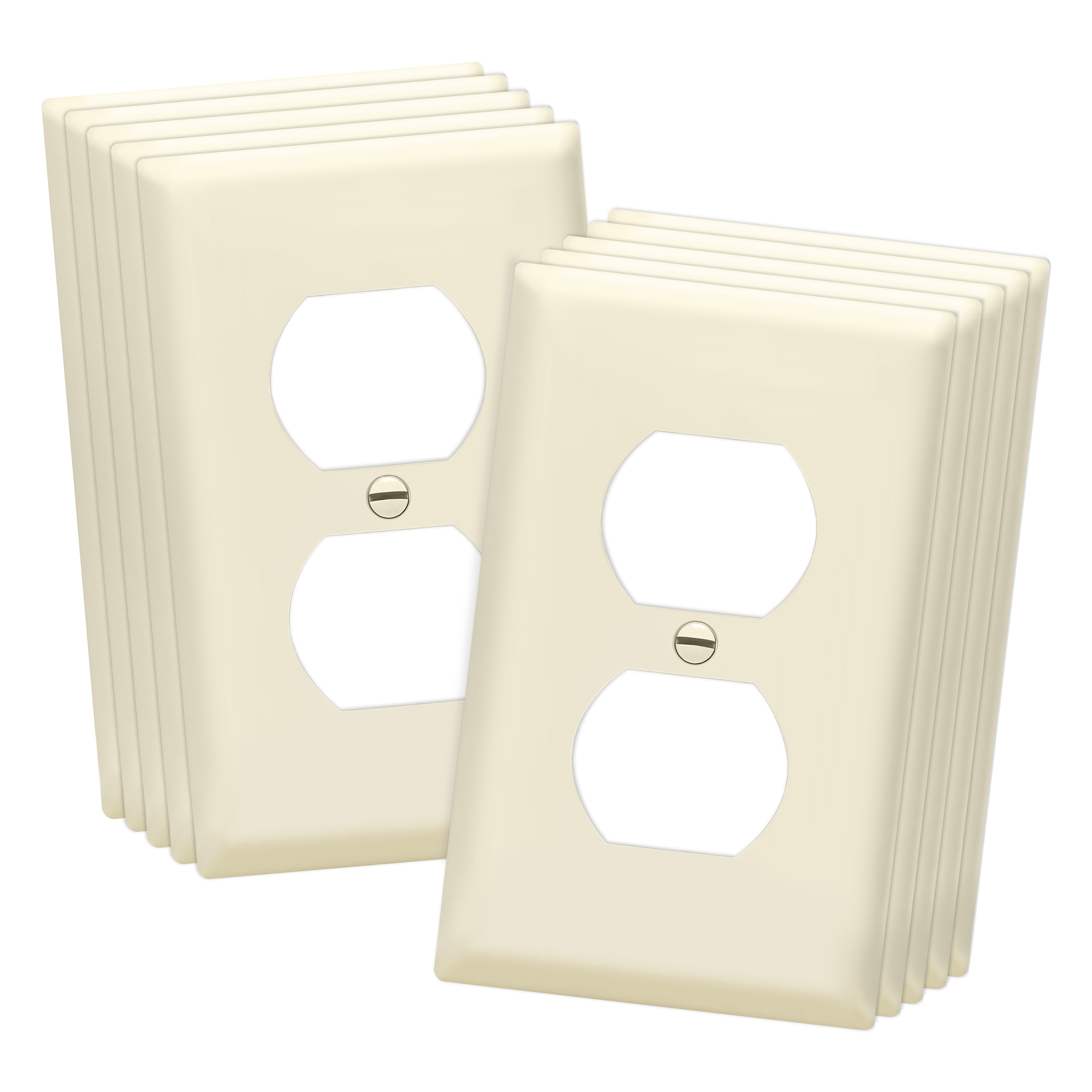ENERLITES Duplex Receptacle Outlet Wall Plate, Size 1-Gang 4.50" x 2.76", Unbreakable Polycarbonate Thermoplastic, UL Listed, 8821-LA-10PCS, Light Almond (10 Pack) - image 1 of 5