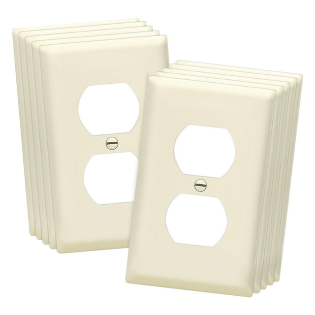 ENERLITES Duplex Receptacle Outlet Wall Plate, Size 1-Gang 4.50" x 2.76", Unbreakable Polycarbonate Thermoplastic, UL Listed, 8821-LA-10PCS, Light Almond (10 Pack)
