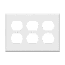 ENERLITES Duplex Receptacle Outlet Wall Plate, Size 3-Gang 4.50" x 6.38", Polycarbonate Thermoplastic, 8823-W, White