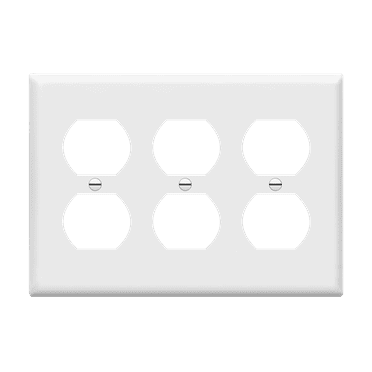 ENERLITES Duplex Receptacle Outlet Wall Plate, Size 3-Gang 4.50" x 6.38", Polycarbonate Thermoplastic, 8823-W, White