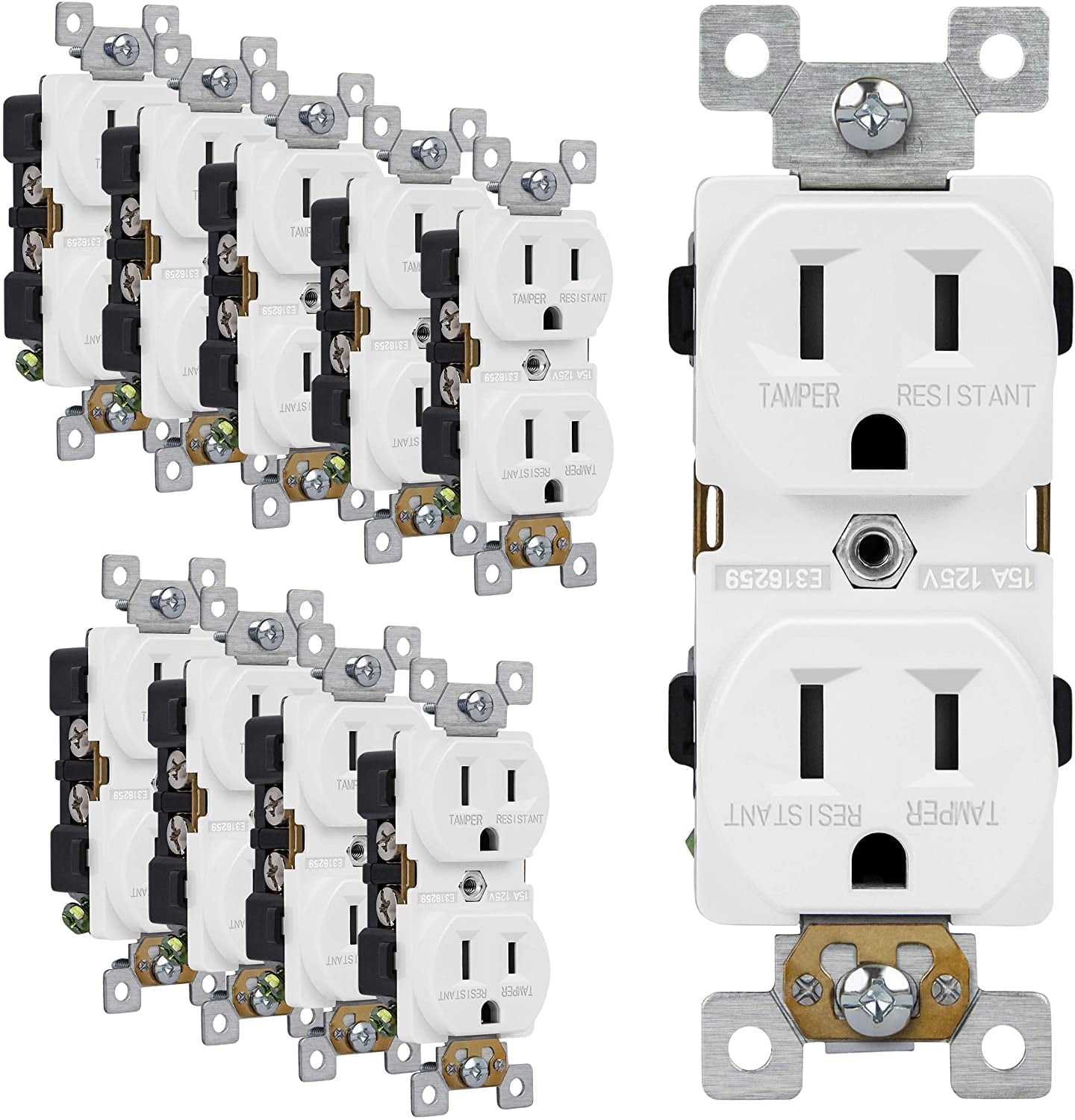 ENERLITES Duplex Receptacle Outlets, Tamper-Resistant, Commercial Grade ...