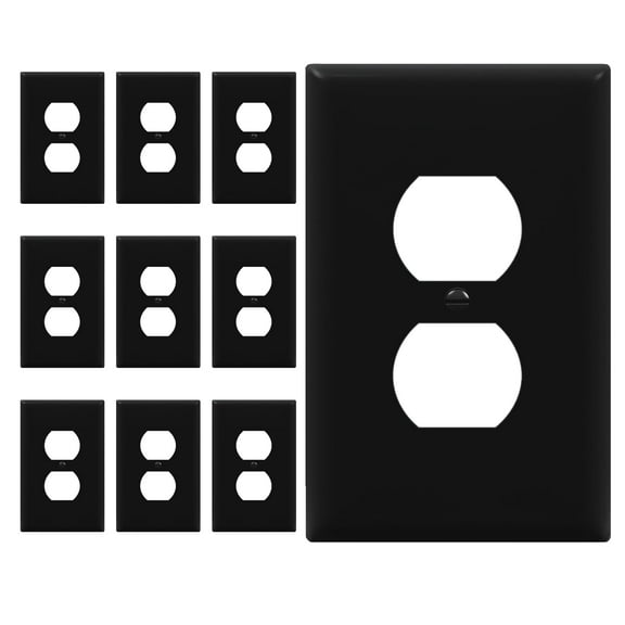 ENERLITES Duplex Receptacle Wall Plate, Electrical Outlet Covers, Glossy Finish, Mid-Size 1-Gang, Polycarbonate Thermoplastic, UL Listed, 8821M-BK-10PCS, Black, 10 Pack