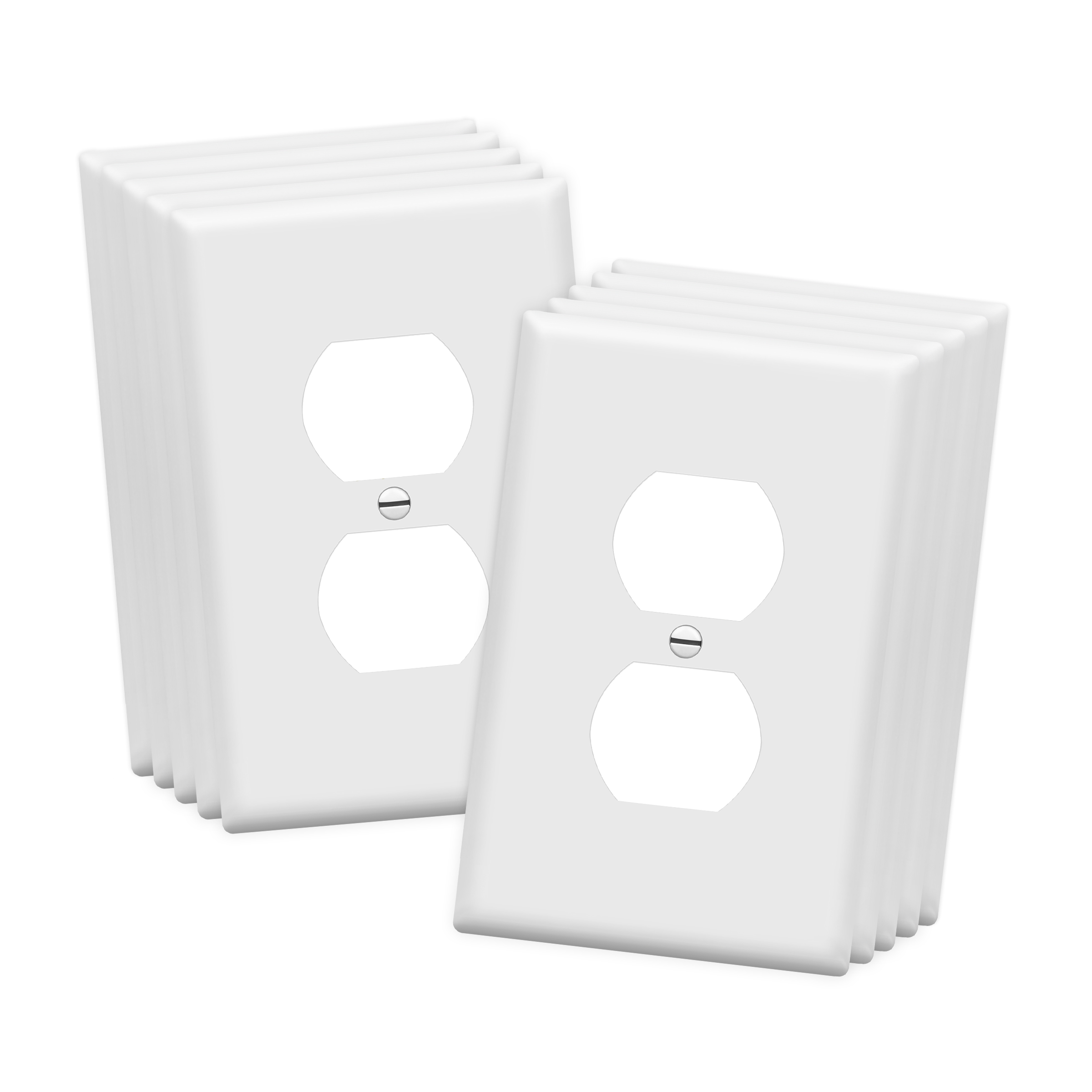 ENERLITES Duplex Wall Plate, Electrical Outlet Cover, Mid-Size 1-Gang, Polycarbonate Thermoplastic, White, 10 Pack - image 1 of 5