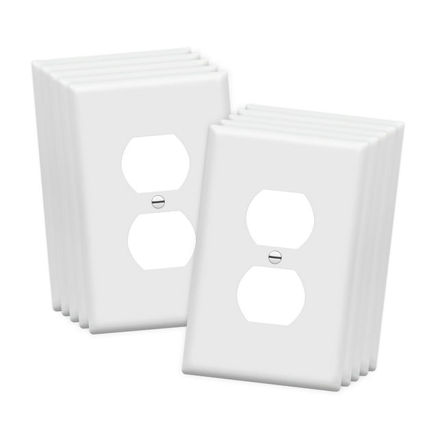 ENERLITES Duplex Wall Plate, Electrical Outlet Cover, Mid-Size 1-Gang, Polycarbonate Thermoplastic, White, 10 Pack
