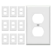 ENERLITES Duplex Wall Plates Kit, Electrical Outlet Covers, Standard Size 1-Gang 4.50" x 2.76", Unbreakable Polycarbonate Thermoplastic, Electric Receptacle Plug Covers, 8821-W-10PCS, White,