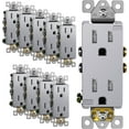 thumbnail image 1 of ENERLITES Elite Series Decorator Receptacle Outlet Child Safe Tamper-Resistant, Self-Grounding, 2-Pole, Residential Grade, 15A 125V, UL Listed, 61501-TR-SV-10PCS, Silver (10 Pack), 1 of 4