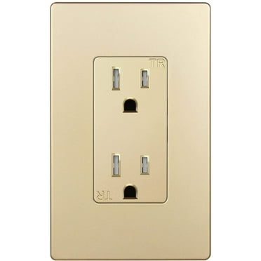 ENERLITES Elite Series Decorator Receptacle Outlet Child Safe Tamper-Resistant, Self-Grounding, Residential Grade, 15A 125V, UL Listed, Wall Plate Included, 61501-TR-GDWP, Gold