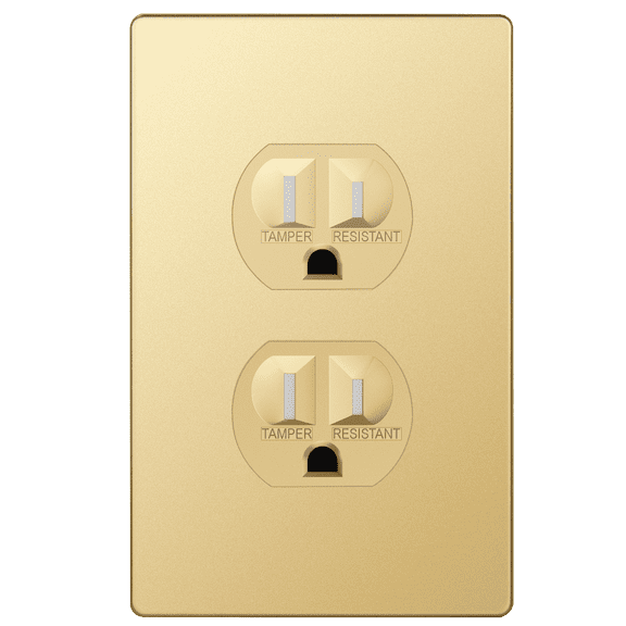 ENERLITES Elite Series Duplex Receptacle with Screwless Wall Plate, Residential Grade Duplex Outlet, Tamper-Resistant, Grounding, 15A 125V, UL Listed, 61580-TR-GDWP, Gold with Wall Plate