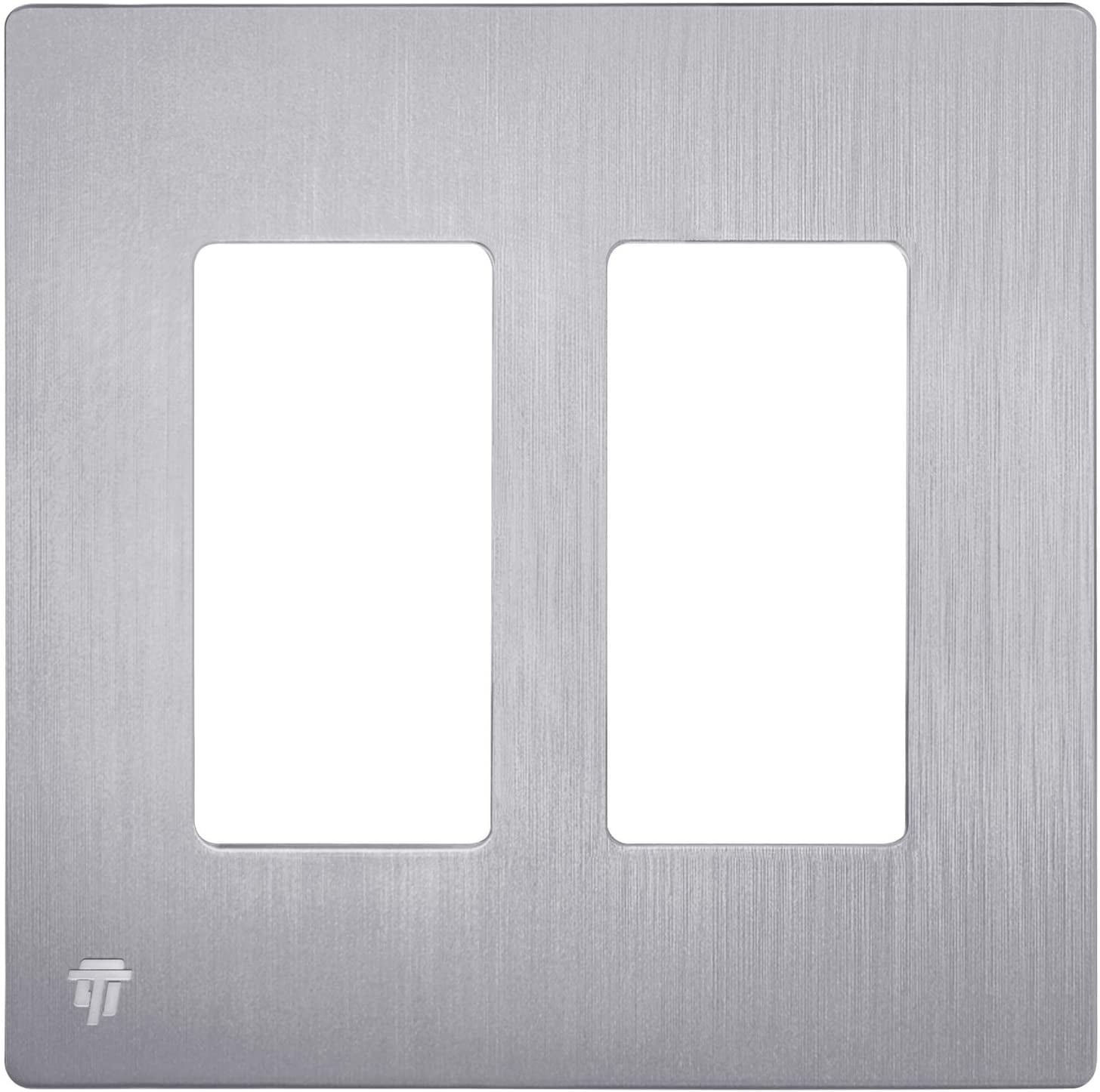 Brushed Silver 2-Gang Screwless Decorator Wall Plate
