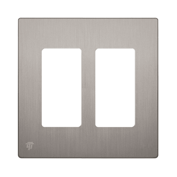 ENERLITES Elite Series Screwless Decorator Wall Plate Child Safe Outlet Cover, Size 2-Gang 4.68" H x 4.73" L, Unbreakable Polycarbonate Thermoplastic, SI8832-BNK, Brushed Nickel
