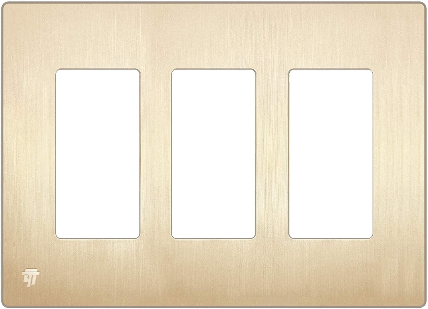 Brushed Gold 3-Gang Screwless Decorator Wall Plate