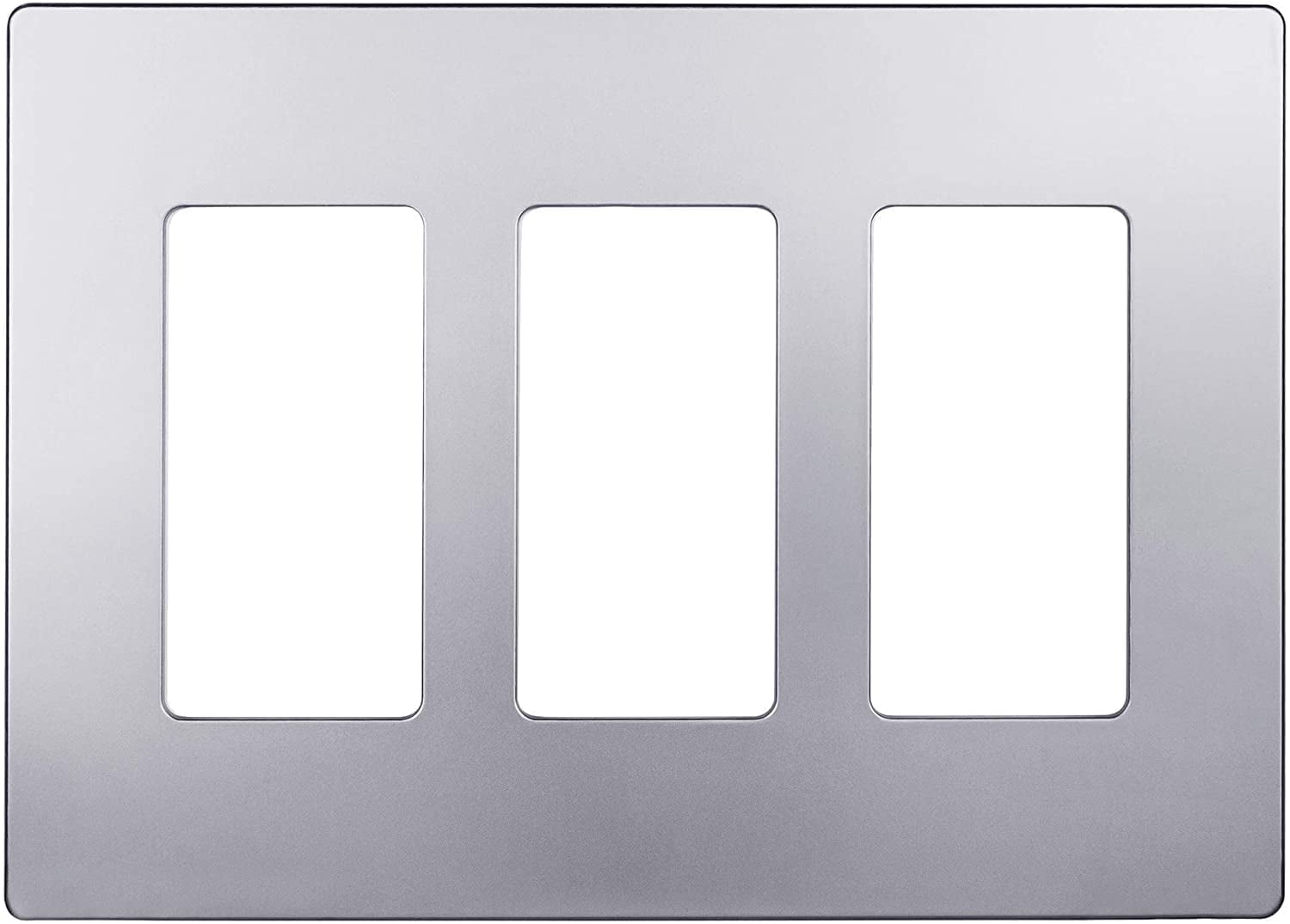 Silver 3-Gang Screwless Decorator Wall Plate
