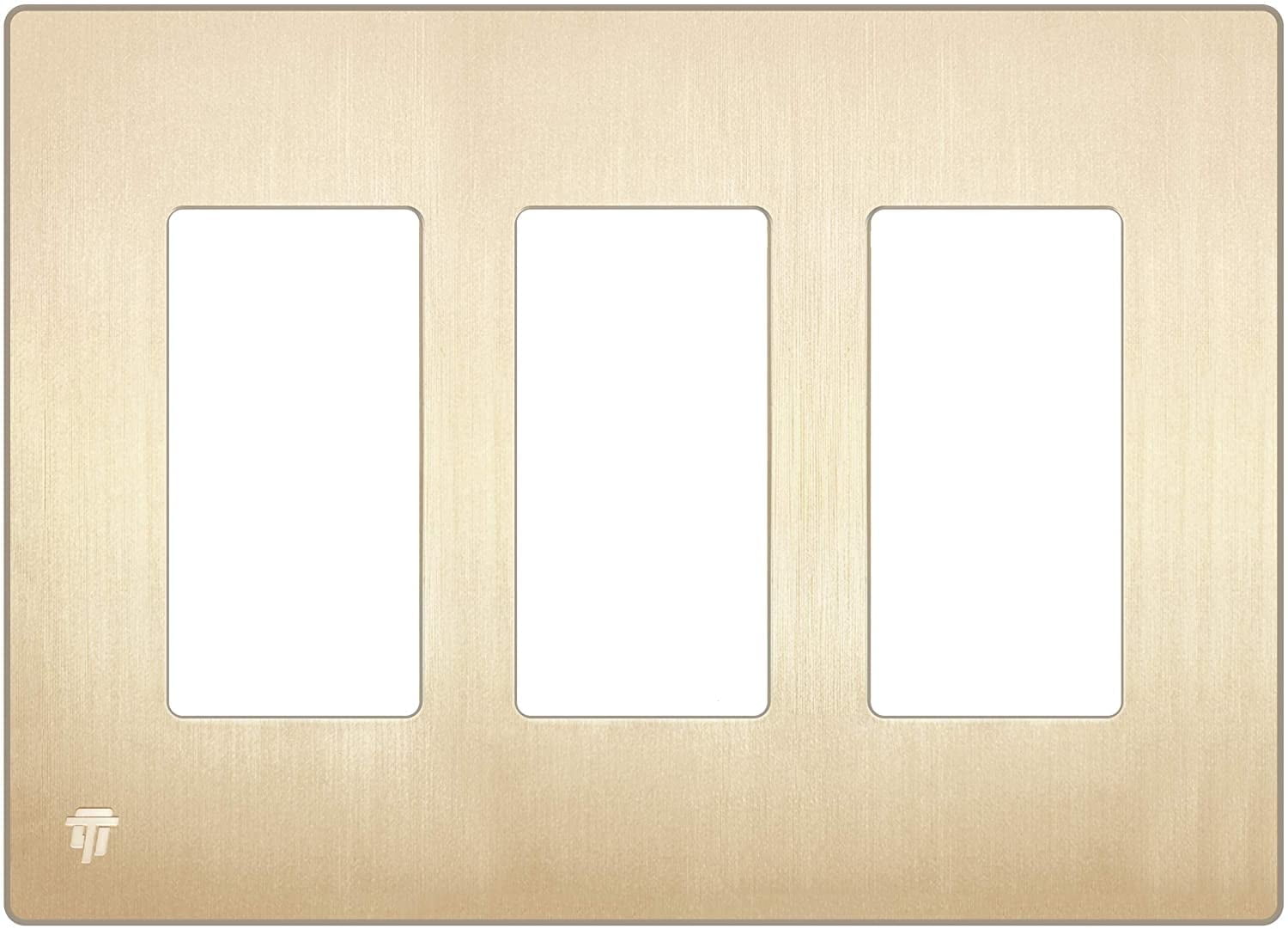 Brushed Gold 3-Gang Screwless Decorator Wall Plate