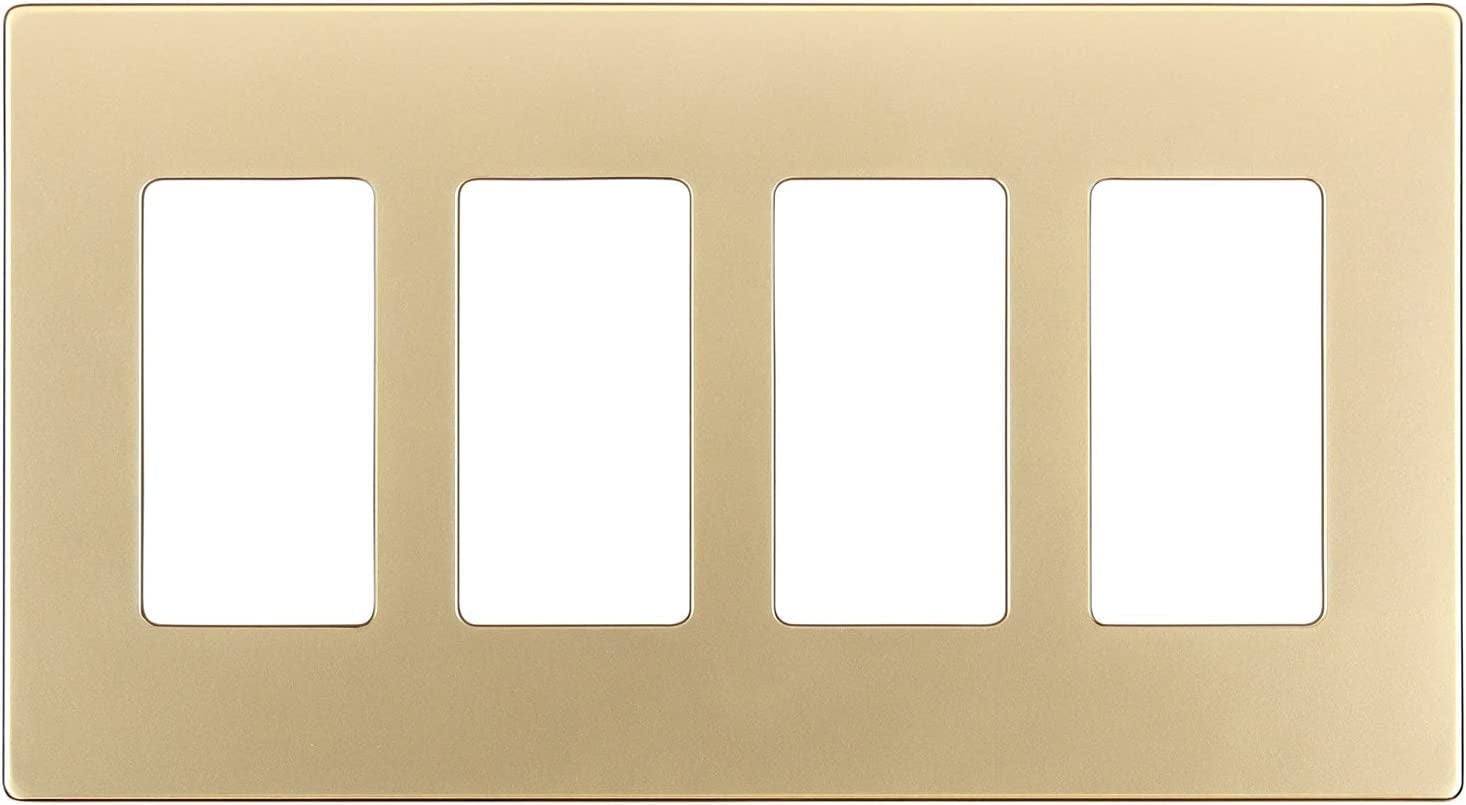 Gold 4-Gang Screwless Decorator Wall Plate