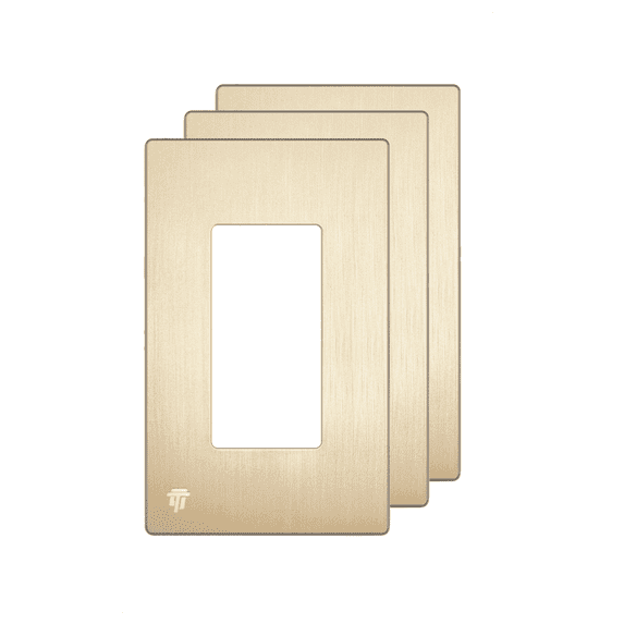 ENERLITES Elite Series Screwless Decorator Wall Plate Child Safe Outlet Cover, Size 1-Gang 4.68" H x 2.93" L, Unbreakable Polycarbonate Thermoplastic, SI8831-BGD, Brushed Gold, 3 Pack
