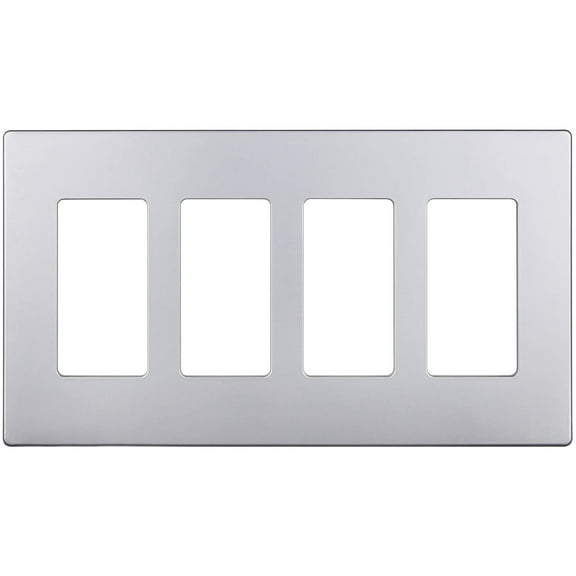 ENERLITES Elite Series Screwless Decorator Wall Plate Child Safe Outlet Cover, Size 4-Gang 4.68" H x 8.30" L, Unbreakable Polycarbonate Thermoplastic, SI8834-SV, Silver