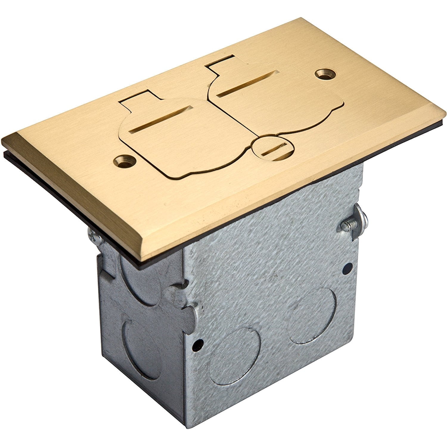 ENERLITES Flip Lid Cover Floor Box kit, 1-Gang Cover, 20A Tamper-Weather Resistant Receptacle Outlets, Watertight Gasket, Corrosive Resistant Hardware, 975507-C, Brass