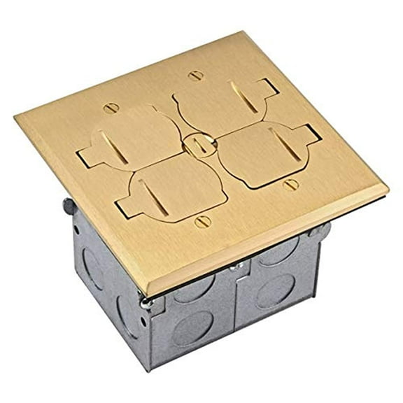 ENERLITES Flip Lid Cover Floor Box kit, 2-Gang Cover, 20A Tamper-Weather Resistant Receptacles, Keystone Jack Ports, Watertight Gasket, Corrosive Resistant Hardware, UL Listed