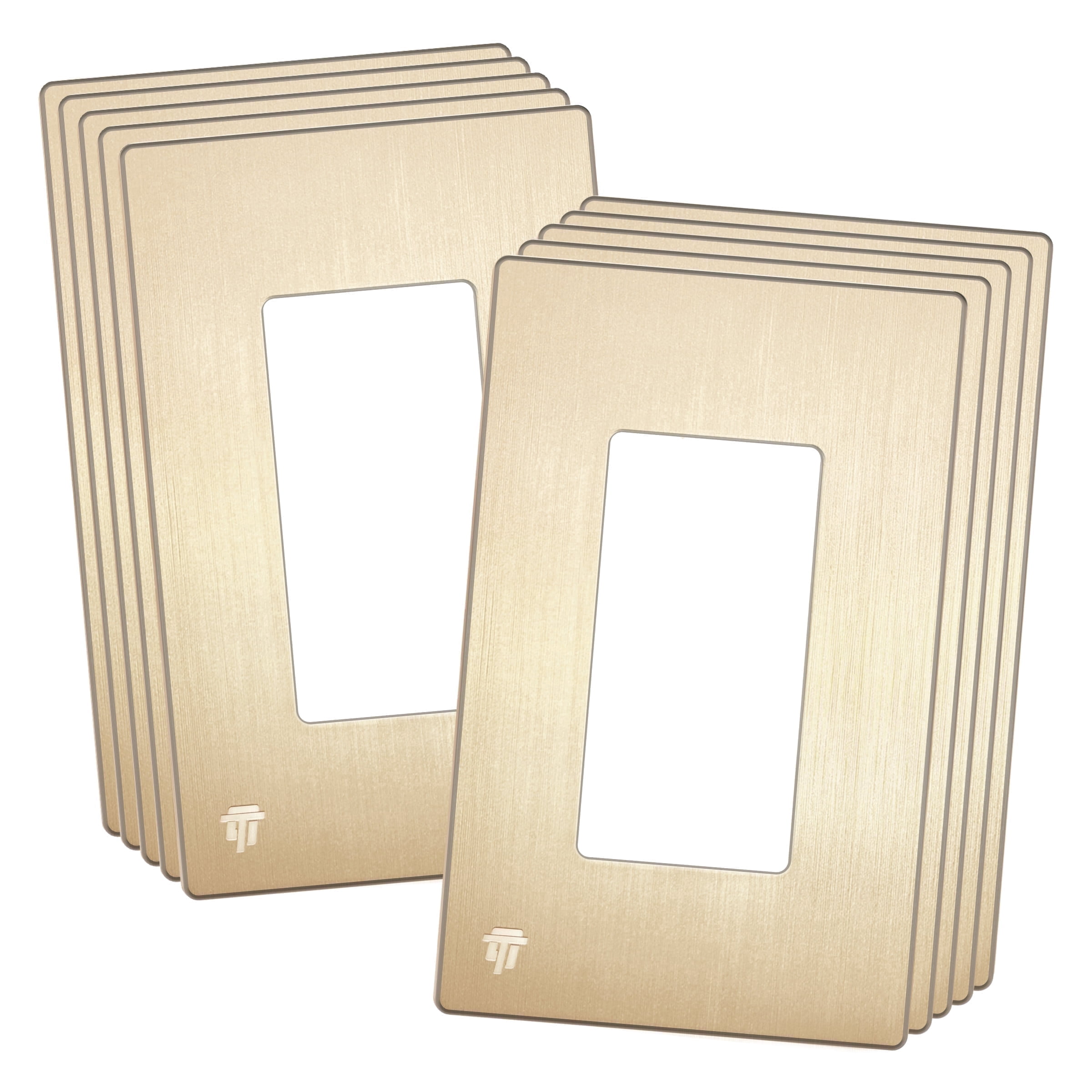 ENERLITES Gold Screwless Decorator Wall Plate, Child Safe Outlet Cover, Elite Series, Size 1-Gang, Unbreakable Polycarbonate Thermoplastic, SI8831-BGD, Brushed Gold (10 Pack)