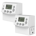 thumbnail image 1 of ENERLITES Heavy Duty Programmable Plug-in Digital Timer for Electrical Outlets,Outlet Timer for Lights,Lamps, Grounded Outlet,7 Day Random and Daylight Savings,120V 15A 1200W, HET07,White,2 Pack, 1 of 5