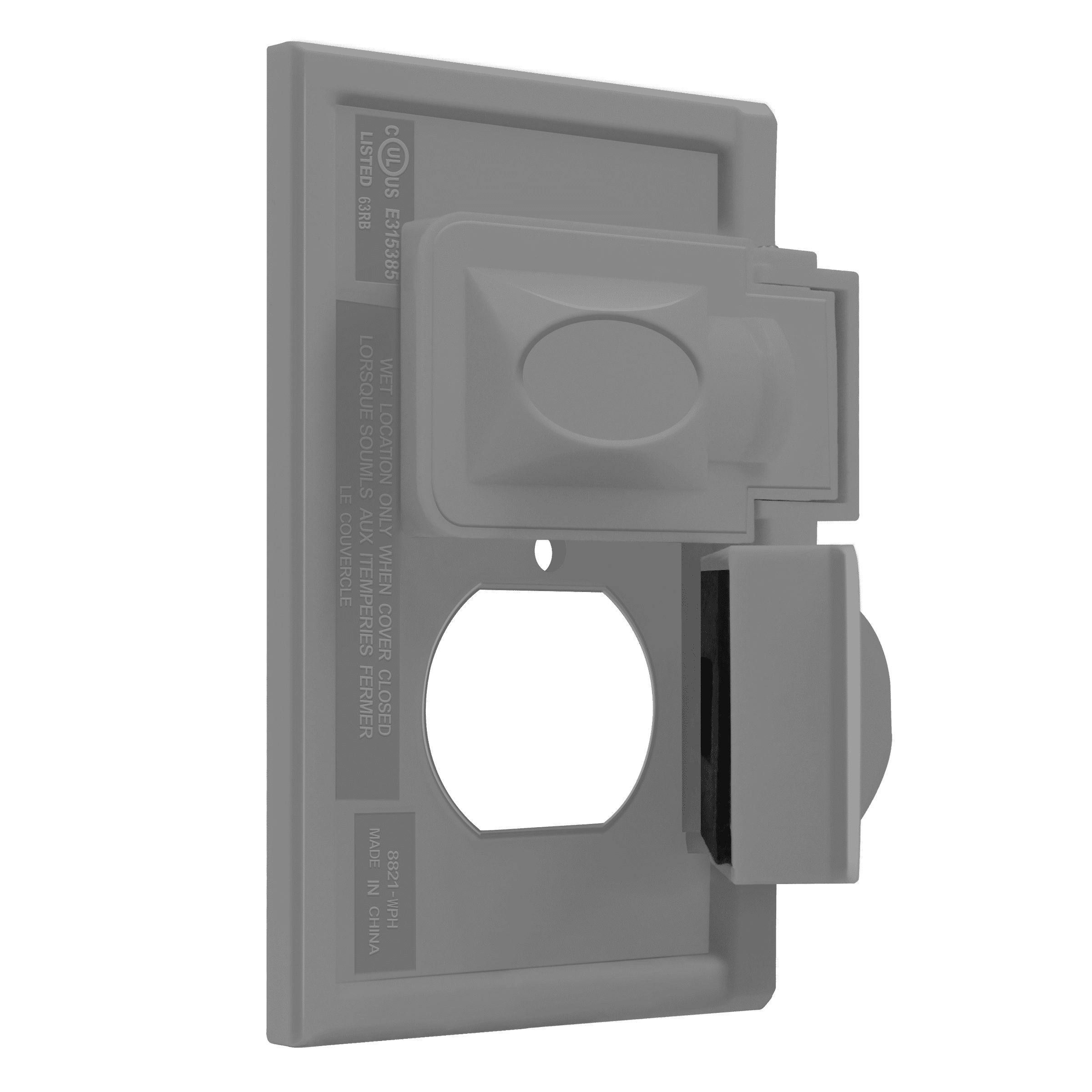 Gray Thermoplastic Horizontal Duplex Weatherproof Wall Plate