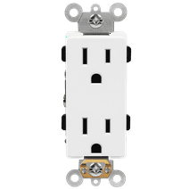 ENERLITES Industrial Grade Decorator Outlet, 15A 125V, Tamper-Resistant Duplex Receptacle, Self-Grounding, 5-15R, 2-Pole, 3-Wire Grounding, UL Listed, 63150-TR, White