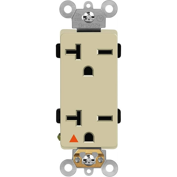 ENERLITES Isolated Ground Outlet, Industrial Grade Decorator Receptacle, 20A/250VA, 6-20R, 62050-IG-I, Ivory