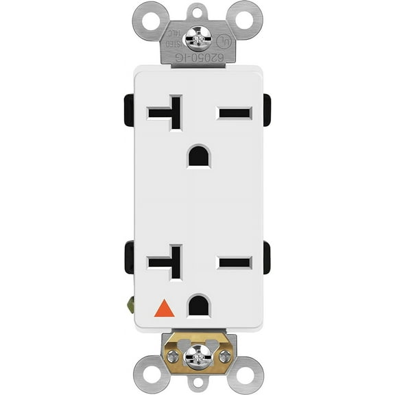 ENERLITES Isolated Ground Outlet, Industrial Grade Decorator Receptacle, 20A/250VA, 6-20R, 62050-IG-W, White