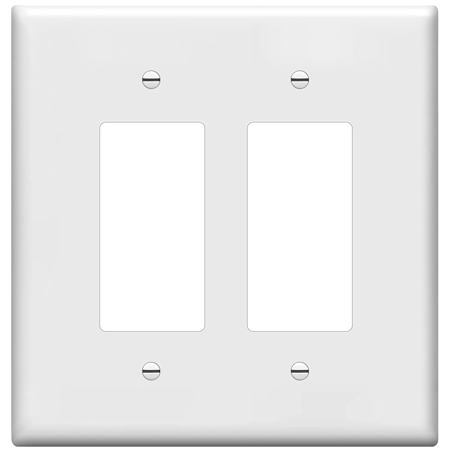 White Oversized Polycarbonate 2-Gang Decorator Switch Cover