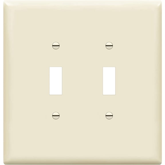 ENERLITES Jumbo Double Toggle Switch Cover, Two Gang Light Switch Wall Plate, Gloss Finish, Oversized 2-Gang 5.5" x 5.5", Unbreakable Polycarbonate Thermoplastic, UL Listed, 8812O-LA, Light Almond