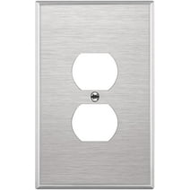 ENERLITES Jumbo Duplex Receptacle Metal Wall Plate, Stainless Steel Outlet Cover, Corrosion Resistant, Over Size 1-Gang, UL Listed, Silver