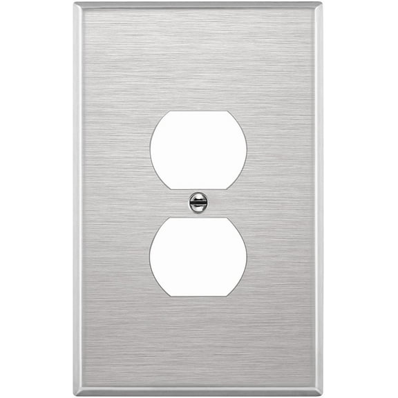 ENERLITES Jumbo Duplex Receptacle Metal Wall Plate, Stainless Steel Outlet Cover, Corrosion Resistant, Over Size 1-Gang, UL Listed, Silver