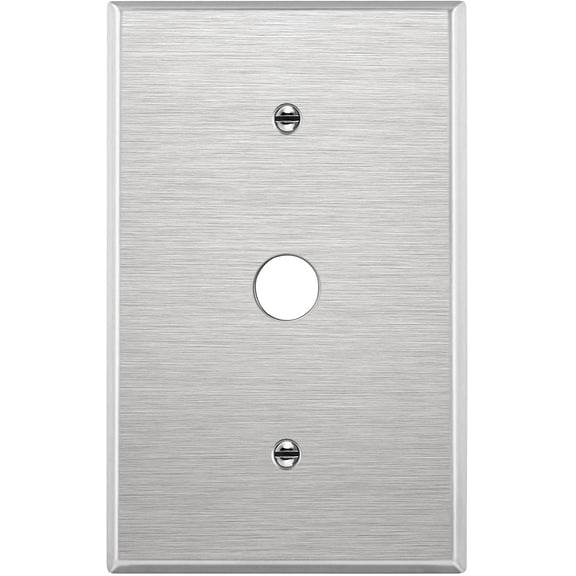 ENERLITES Jumbo Phone Cable Metal Wall Plate, 0.625" Diameter Hole, Corrosive Resistant, Over Size 1-Gang, 430 Stainless Steel, UL Listed, Silver