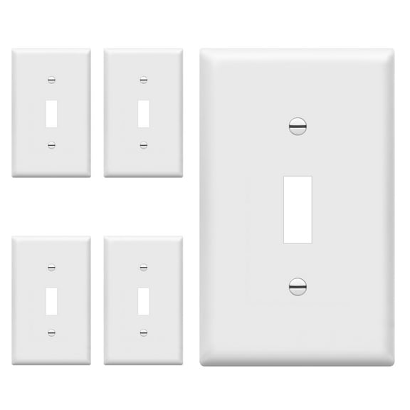 ENERLITES Light Switch Cover Plate, Toggle Wall Plate Cover, Size 1-Gang 4.50" x 2.76", Unbreakable Polycarbonate Thermoplastic, 8811-W-5PCS, White (5 Pack)