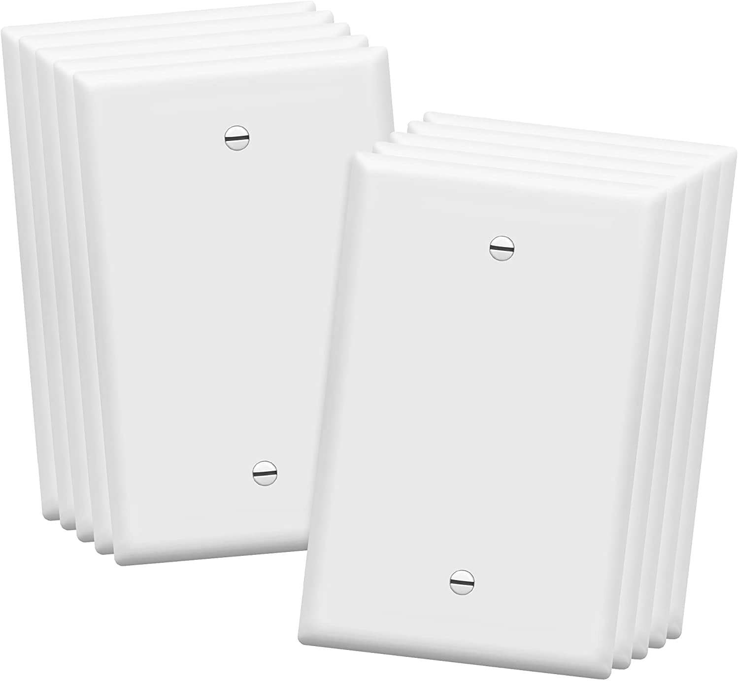 ENERLITES Mid-Size Blank Device Wall Plate, Midway Outlet Covers, 1-Gang, Polycarbonate Thermoplastic, UL Listed, Glossy, White (10 Pack)