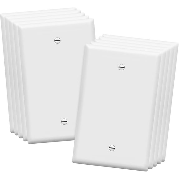 ENERLITES Mid-Size Blank Device Wall Plate, Midway Outlet Covers, 1-Gang, Polycarbonate Thermoplastic, UL Listed, Glossy, White (10 Pack)