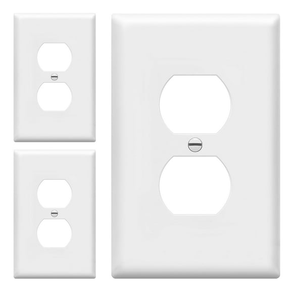 ENERLITES Mid-Size Duplex Receptacle Outlet Wall Plate, Electrical Outlet Covers Plates, Midway Size 1-Gang 4.88" x 3.11", Polycarbonate Thermoplastic, UL Listed, 8821M-W, White, 3 Pack