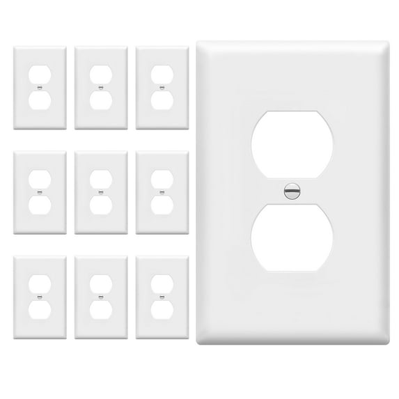 ENERLITES Mid-Size Duplex Receptacle Outlet Wall Plate, Electrical Outlet Covers Plates, Midway Size 1-Gang 4.88" x 3.11", Polycarbonate Thermoplastic, UL Listed, 8821M-W-10PCS, White (10 Pack)