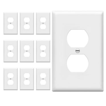 ENERLITES Mid-Size Duplex Receptacle Outlet Wall Plate, Electrical Outlet Covers Plates, Midway Size 1-Gang 4.88" x 3.11", Polycarbonate Thermoplastic, UL Listed, 8821M-W-10PCS, White (10 Pack)