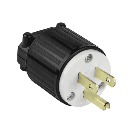 ENERLITES NEMA 5-15P Straight Blade Replacement Plug Connector, Male Extension Cord Ends, 15A, 125 Volt, 2 Pole, 3 Wire Grounding, Heavy Duty, UL Listed, Black